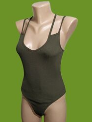 Боді жіноче майка в рубчик колір олива хакі розпродаж