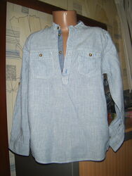 Комфортная рубашка в полоску на парня 7-8 лет, рост 128-134 см