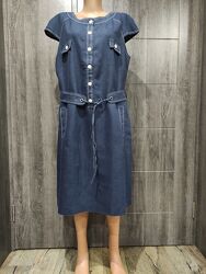 Классное льняное платье с карманами, лён, из льна Пог-56 см