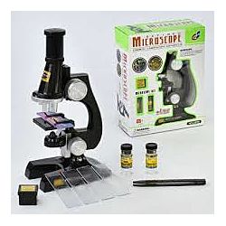 Детский микроскоп на батарейках, стекла, пробирки, пинцет