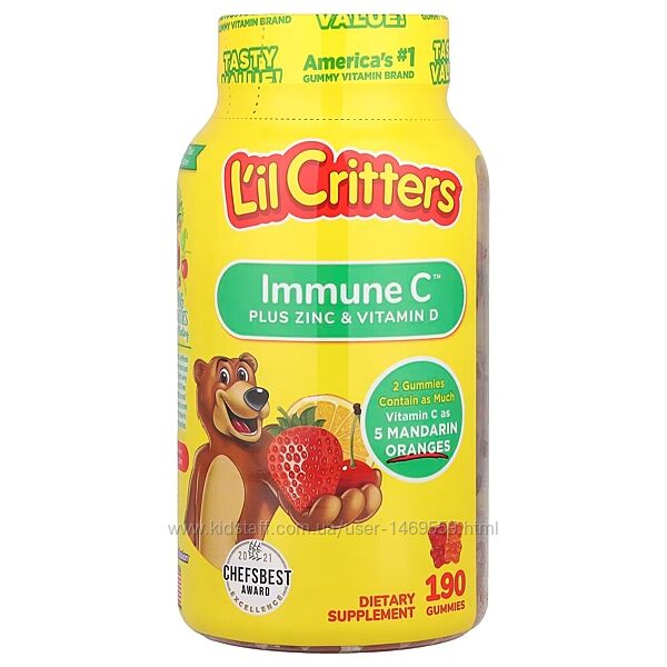 L&acuteil Critters комплекс вітаміном С з цинком вітаміном D 190 мармеладок