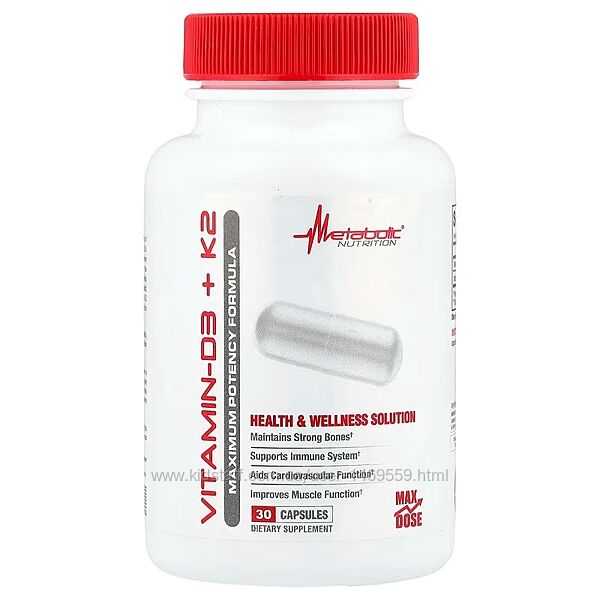 Metabolic Nutrition вітаміни D3  K2 30 капсул