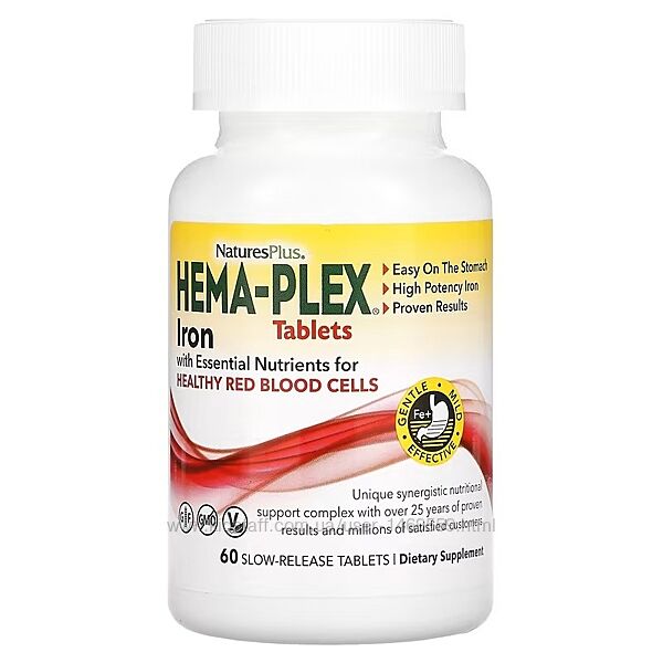 NaturesPlus Hema-Plex залізо з поживними речовинами для здоровя еритроциті
