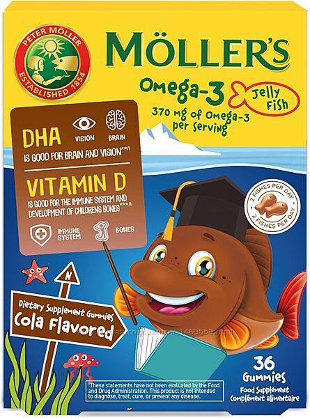 Mellers жувальні цукерки Omega 3 Lil Fishes 36 смак кола