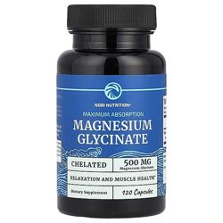 Nobi Nutrition гліцинат магнію максимальне засвоєння 500 мг 120 капсул