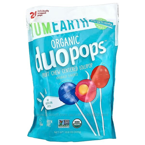 YumEarth Organic Duopops різноманітні добавки 20 таблеток 300 г