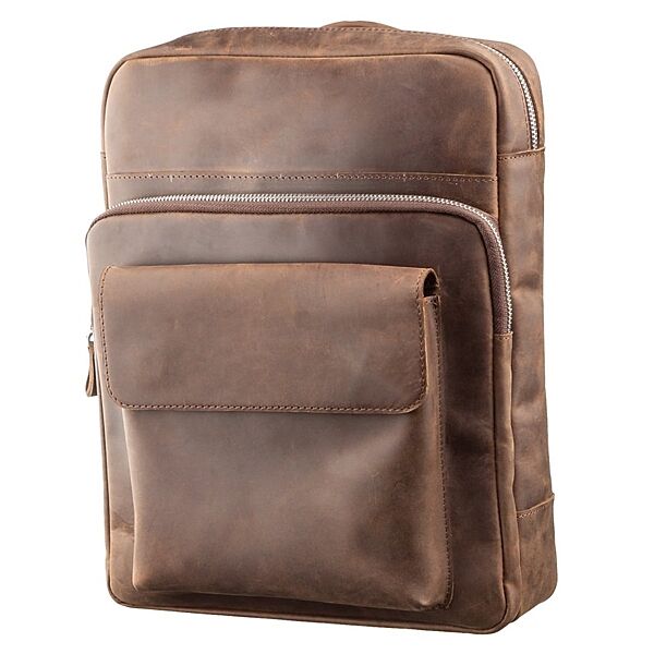 Компактный винтажный рюкзак кожаный коричневый crazy horse
