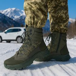 Зимние высокие мужские берцы тактические ботинки на меху 