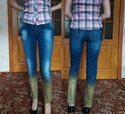Стильные, крутые классические джинсы с золотым напылением