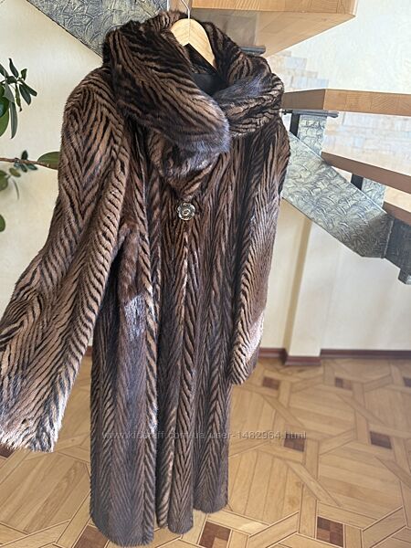Норковая шуба длинная манто XL-XXL селекционная норка цельная капюшон