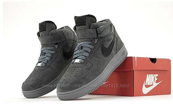 Зимние мужские кроссовки ботинки Nike Air Force Hi Winter. Натур. замша