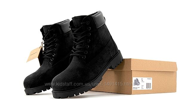 Зимние мужские ботинки Timberland. Натуральный нубук. Black