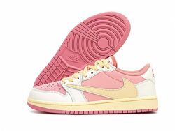 Женские кроссовки Nike Air Jordan 1 Low x Travis Scott. Pink