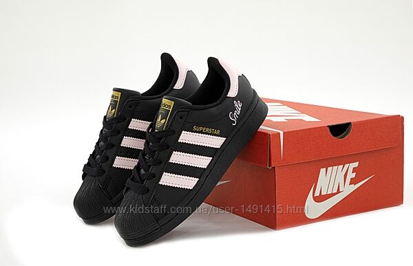 Женские кроссовки Adidas Superstar Smile. Black Pink