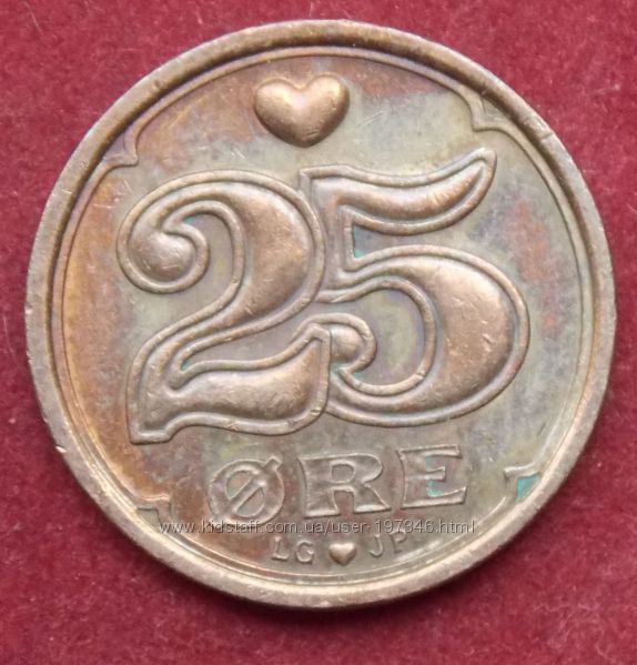 Монета Дании 25 эре