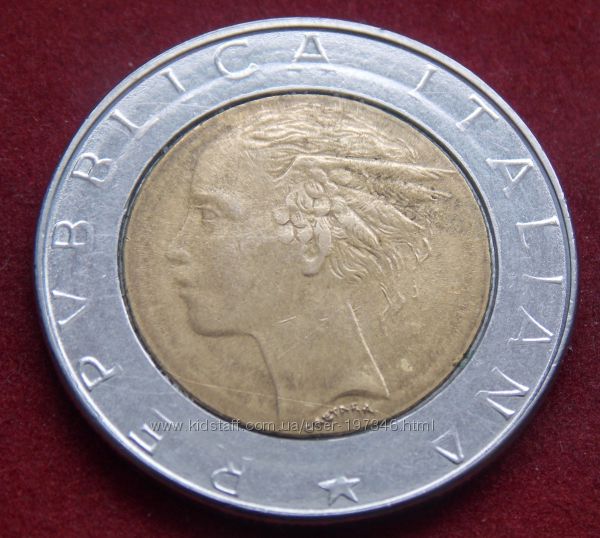 Монета Италии 500 лир 1986 года