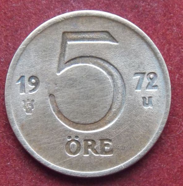 Монета Швеции 5 оре 