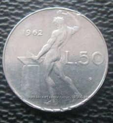 Монета Италии 50 лир