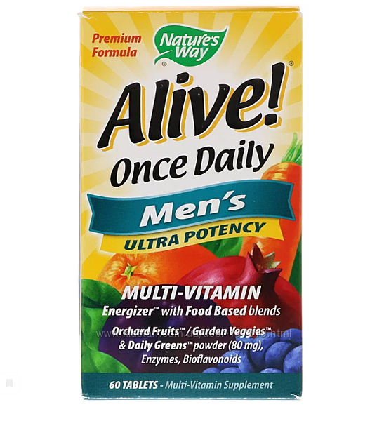Alive. Один раз в день Для мужчин Суперсила Мультивитамины, 60 шт. США.