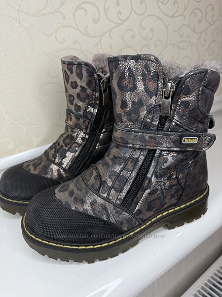 Дитячі шкіряні ортопедичні зимові черевики на натуральному хутрі Tutubi