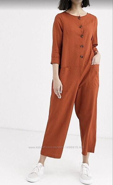 Терракотовые льняные комбинезоны 