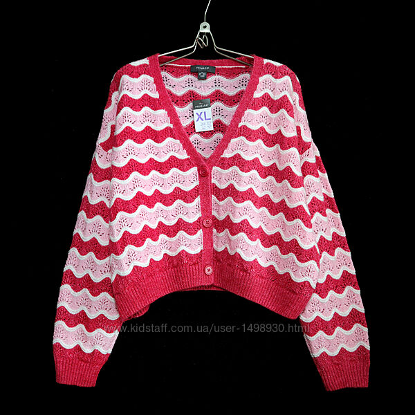Трендовий ажурний в&acuteязаний кардиган на ґудзиках р.18-20