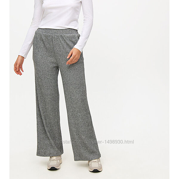 М&acuteякі широкі трикотажні штани джогери в рубчик з кишенями р.18-20