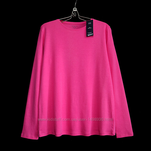 Яскравий рожевий бавовняний лонгслів з якісного трикотажу р.16