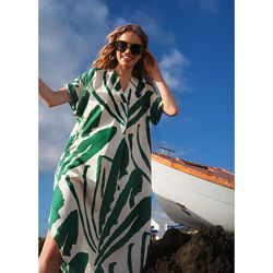 Стильна літня сукня-кафтан з натуральної тканини р.16-18