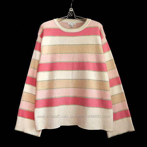 Сучасний вязаний джемпер в смужку з широкими рукавами р.16