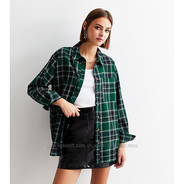 Трендова бавовняна сорочка оверсайз в клітинку р.14