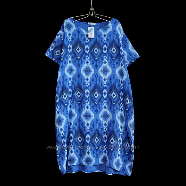 Тоненька пряма італійська сукня з кишенями, льон і бавовна р.16-18