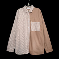 Контрастна бавовняна сорочка оверсайз р.20-22