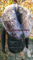 Шикарная куртка из натуральной кожи и натуральным мехом чернобурки 