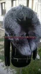 Шикарная куртка из натуральной кожи и воротником шаль