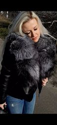 Куртка из натуральной кожи и воротником из финской чернобурки