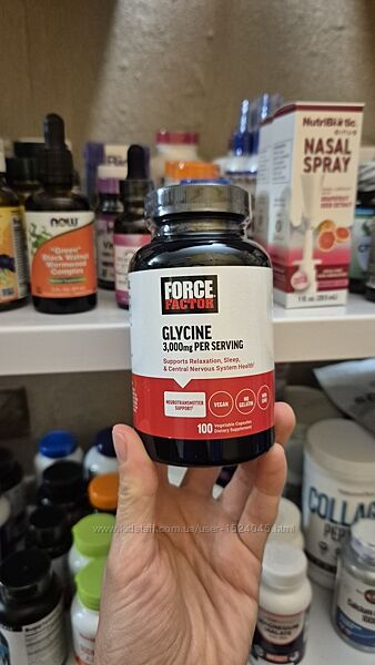 Force Factor, гліцин, 100 капсул, 1000 мг в 1 капсулі