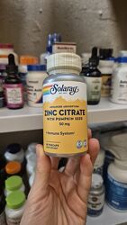 Solaray, цитрат цинку з насінням гарбуза, 60 капсул