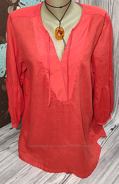 Туніка блузка з льону р.50-52 льонова жіноча блузка сорочка Manor