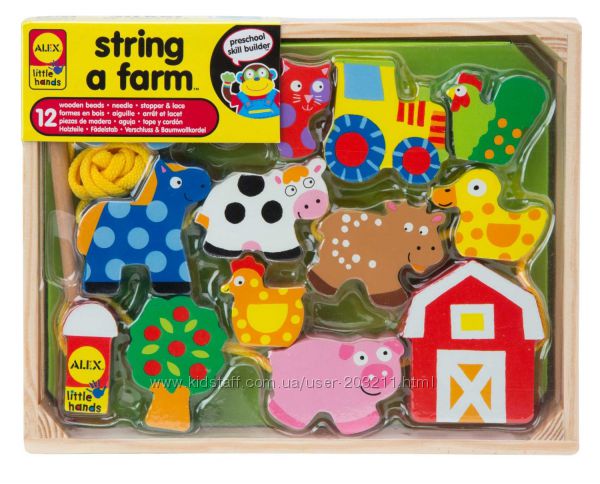Шнуровка Ферма фирмы Алекс Тойс. ALEX Toys Little Hands String A Farm.  