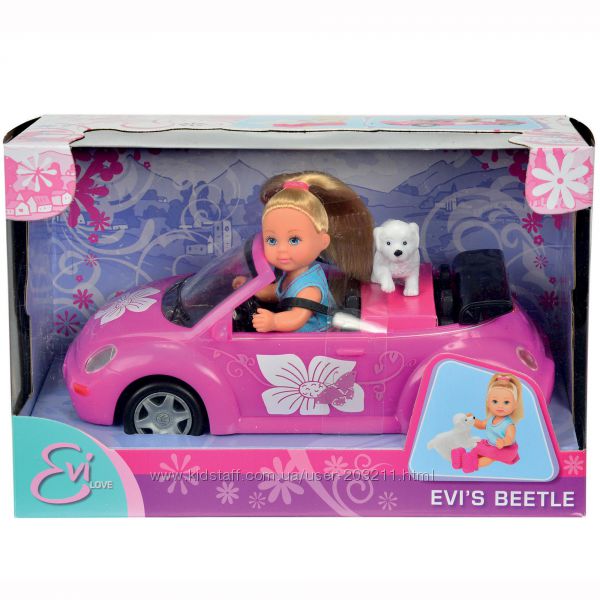 Evi Love Beettle Doll. Кукла Эви с кабриолетом от Симба. Блондинка.