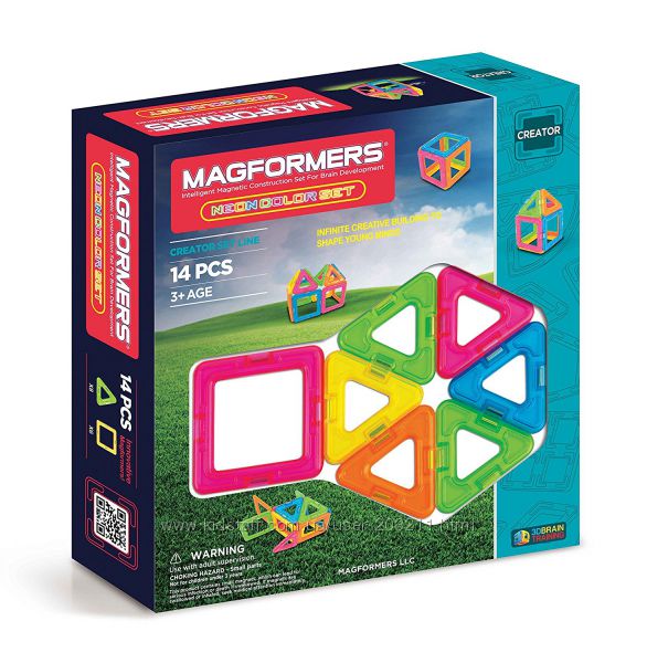 Магнитный конструктор Магформерс 14 предм Magformers Creator Neon Color Set
