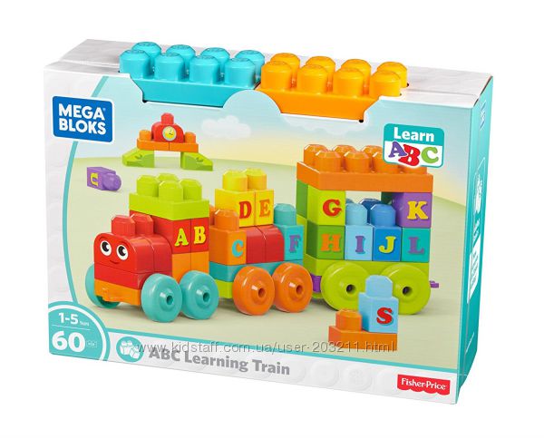 Mega Bloks Конструктор Поезд алфавит 60 дет. ABC Learning Train Building