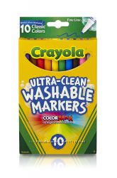 Смываемые маркеры фломастеры Crayola тонкие 10 шт. Ultra-Clean Fine Line 