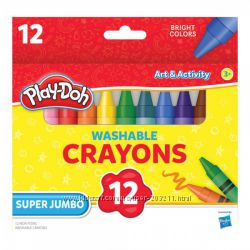 Восковые смываемые карандаши Джамбо 12 шт. Play-Doh Jumbo Crayons 