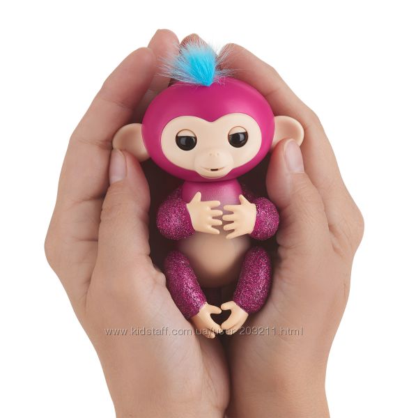 Интерактивная обезьянка Fingerlings Glitter Monkey WowWee малиновая 