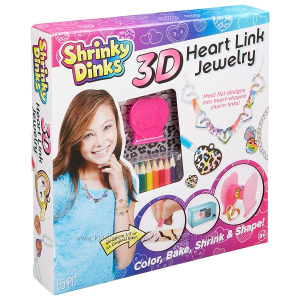 Набор для создания объемных украшений Shrinky Dinks 3D Heart Link Alex