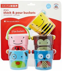 Skip Hop Набор ведерок для купания Zoo Stack and Pour Buckets, Rinse Cups
