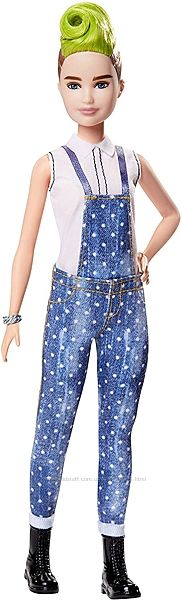 Кукла Барби Модница с зеленым ирокезом в джинсовом комбинезоне Barbie Fashi