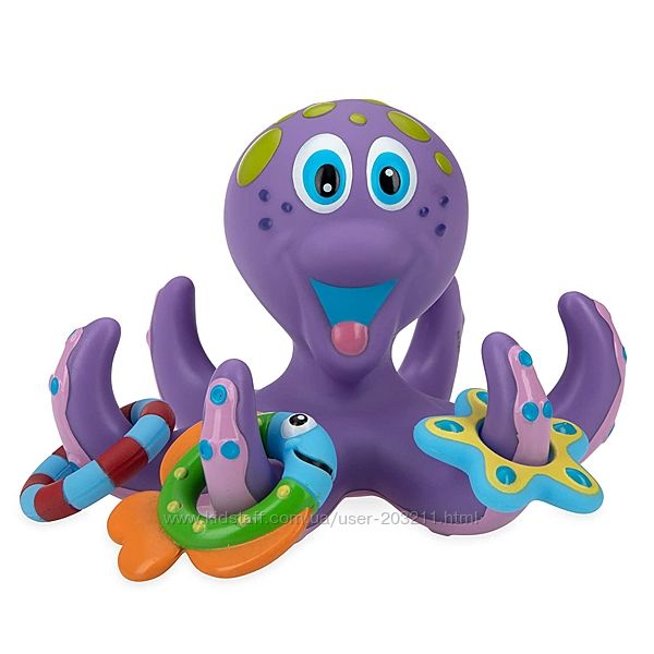 Осьминог фиолетовый с тремя игрушками-кольцами Nuby Floating Purple Octopus
